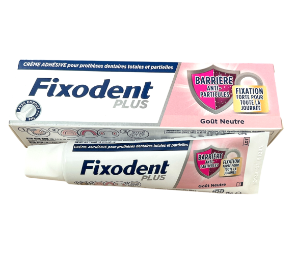 Crème adhésive anti-particules Fixodent plus - tube 35g