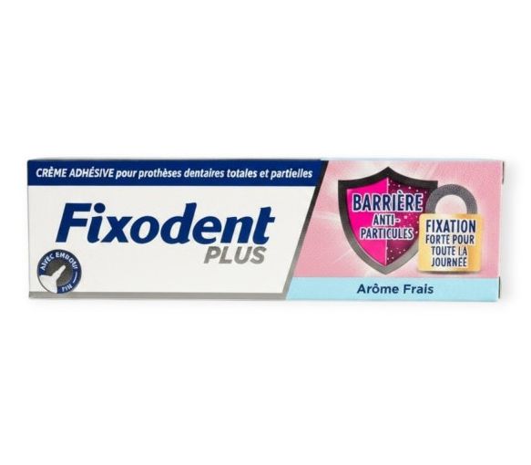 Crème adhésive anti-particules arôme frais Fixodent plus - image 1