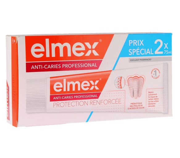 Dentifrice anti-caries professional Elmex - lot de 2 tubes de 75ml