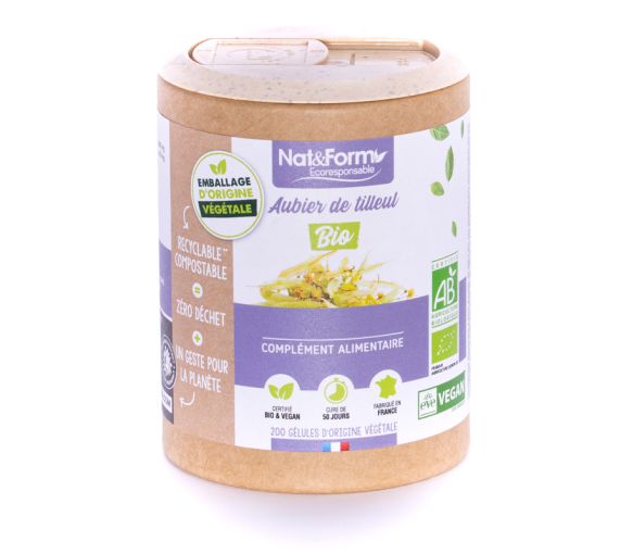 Aubier de Tilleul Bio Ecoresponsable Nat&Form - boite de 200 gélules - image 1