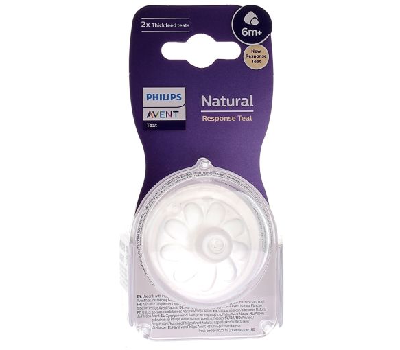 Tétine Natural Response Liquides épais 6 mois et + Avent - lot de 2 tétines