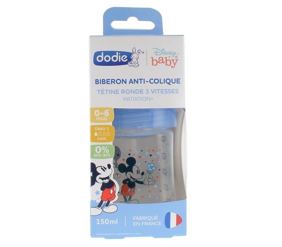 Biberon anti-colique Disney Baby Mickey 3 vitesses débit 1 0-6 mois Dodie - biberon de 150ml