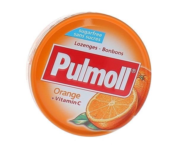 Bonbons orange sans sucres Pulmoll - boîte de 45 g
