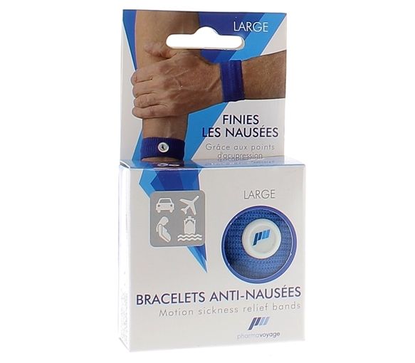 Bracelet anti-nausées adulte bleu taille large Pharmavoyage - une paire de bracelet