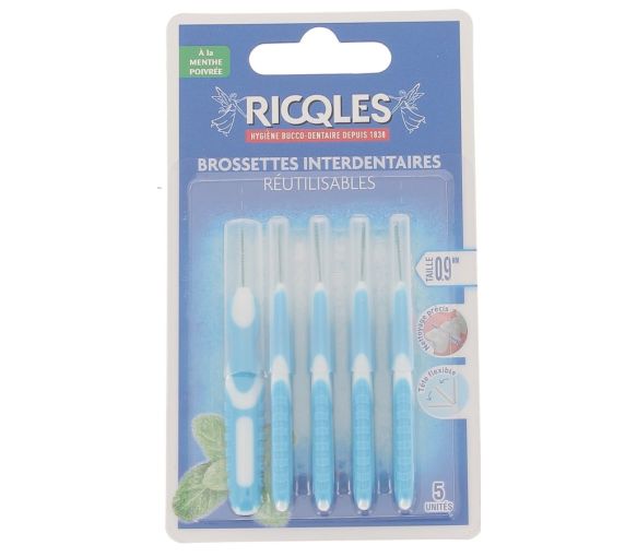 Brossettes interdentaires 0,9 mm Ricqles - 5 brossettes réutilisables