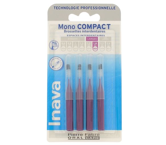 Brossettes interdentaires Mono compact 1.8 mm ISO5 Inava - 4 brossettes interdentaires