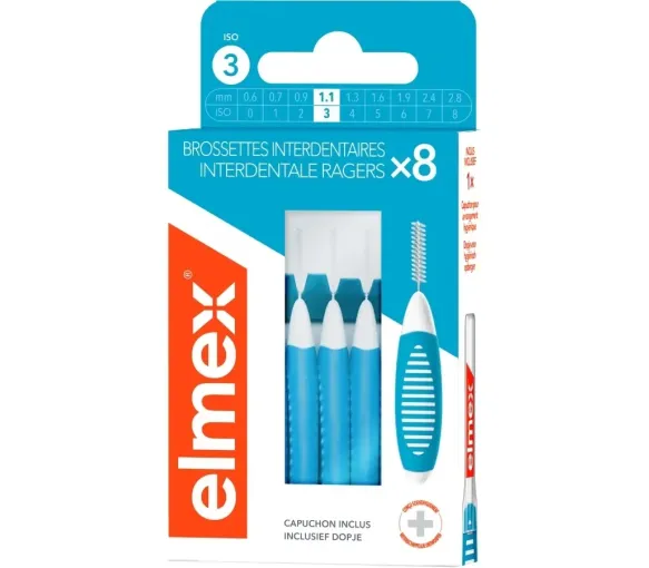 Brossettes interdentaires bleu taille 3 (1,1mm) Elmex - boite de 8 brossettes