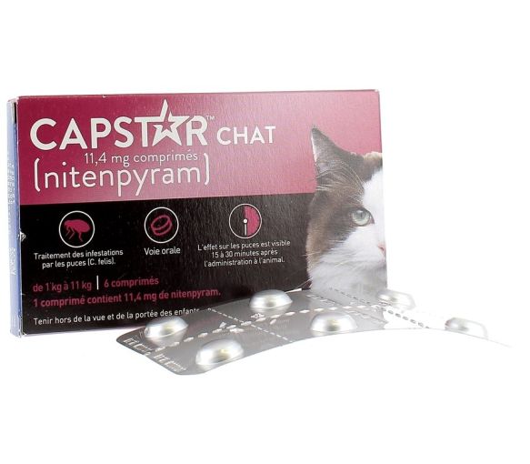 Capstar chat 11,4 mg comprimés de nitenpyram - 6 comprimés