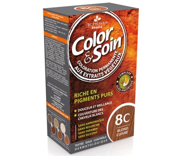 Color & soin coloration permanente Blond cuivré 8C Les 3 chênes - 1 kit