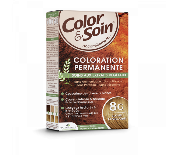 Color & soin coloration permanente Blond clair doré 8G Les 3 chênes - 1 kit