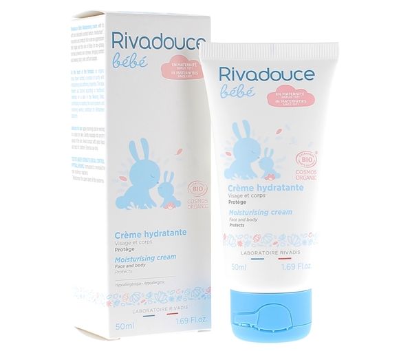 Crème hydratante bio visage et corps bébé Rivadouce - tube de 50 ml