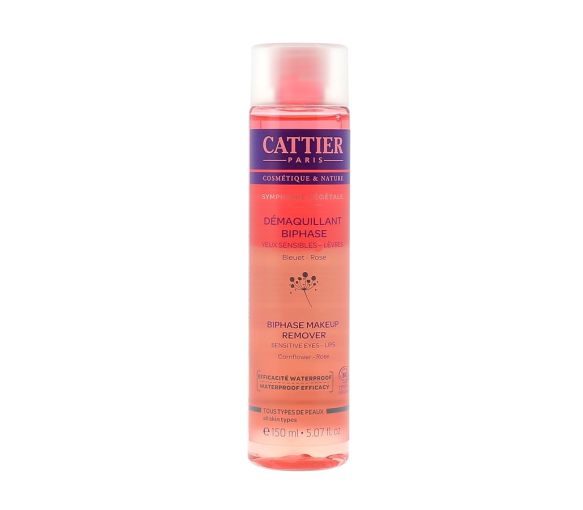 Démaquillant Biphase yeux sensibles et lèvres Cattier - flacon de 150ml
