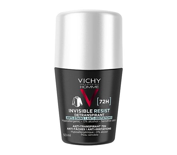 Invisible resist Déodorant homme détranspirant anti-irritations 72h Vichy - roll-on de 50ml