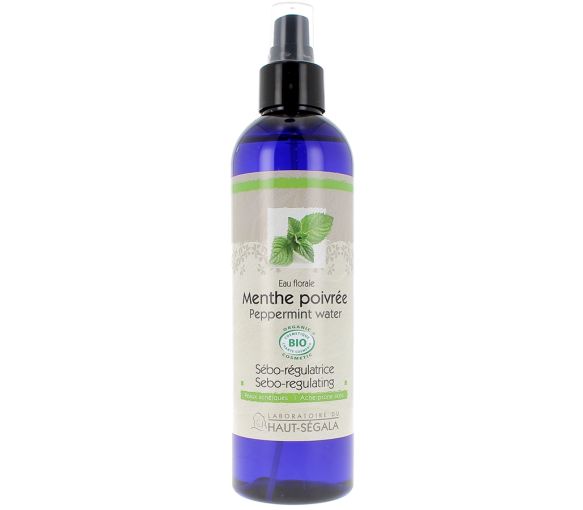Eau Florale Menthe Poivrée Sébo-régulatrice Laboratoire du Haut-Ségala - Flacon à pompe de 250 ml