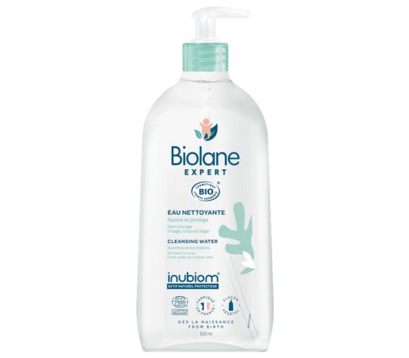 Eau nettoyante sans rinçage bio Biolane Expert - flacon-pompe de 500 ml