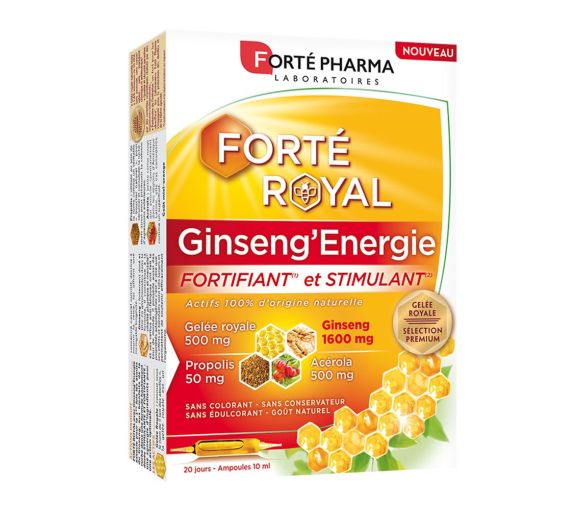 Forté Royal Ginseng'Energie fortifiant & stimulant Forté Pharma - 20 ampoules de 10ml
