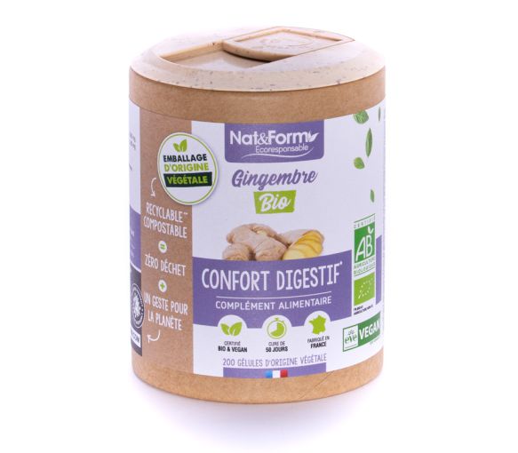 Gingembre Bio Ecoresponsable Nat&Form - Boite de 200 gélules - image 1