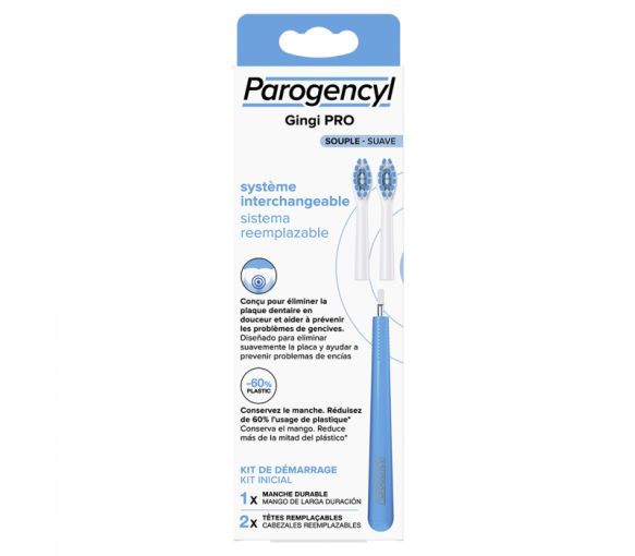 Gingi pro Brosse à dents à tête souple remplaçable Parogencyl - kit de démarrage