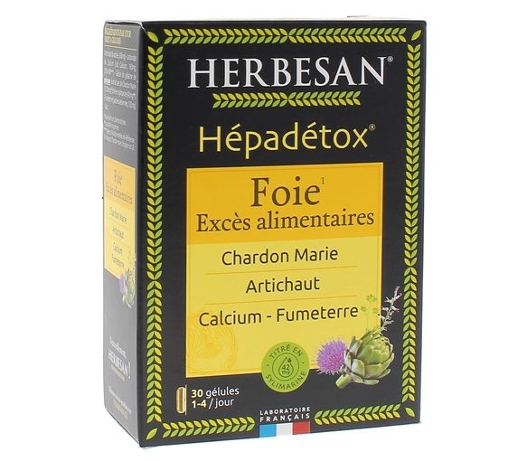 Hépadétox Herbesan - boîte de 30 gélules