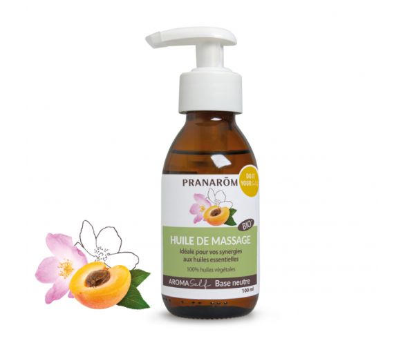 Huile de massage base neutre bio Pranarôm - flacon-pompe de 100 ml