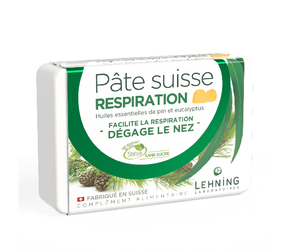 Pâte Suisse à sucer pin et eucalyptus respiration Lehning - boîte de 50g