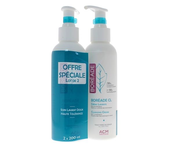 Crème lavante Boréade CL laboratoire ACM - lot de 2 flacons-pompe de 200ml