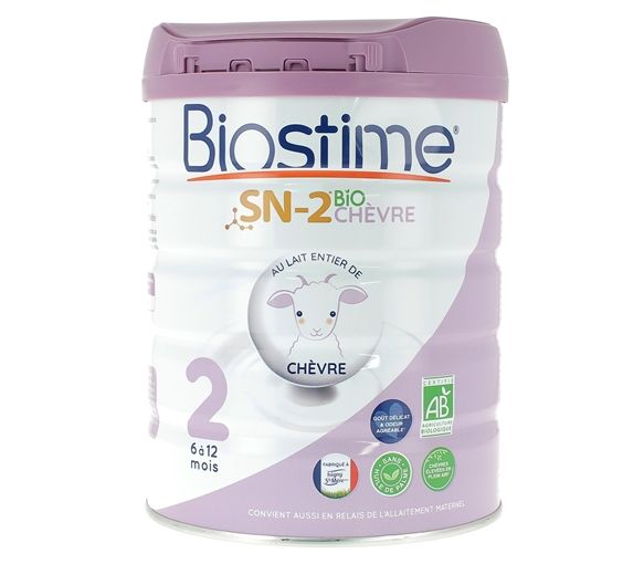 Lait de chèvre en poudre SN-2 2ème âge bio Biostime - pot de 800g