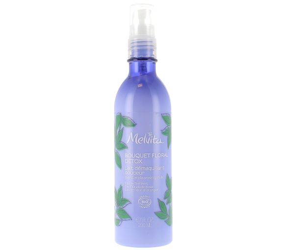Lait démaquillant douceur bouquet floral detox bio Melvita - flacon pompe de 200 ml