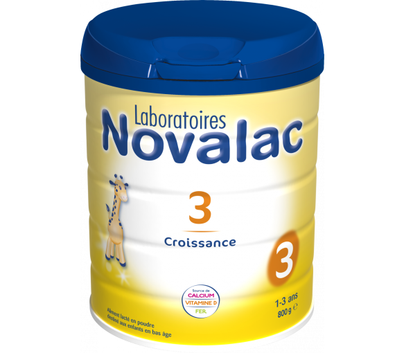 Lait en poudre Novalac 3ème âge croissance de 1 à 3 ans - pot de 800 g