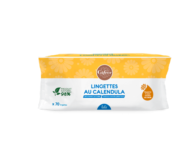 Lingettes au calendula Gifrer - paquet de 70 lingettes - image 1