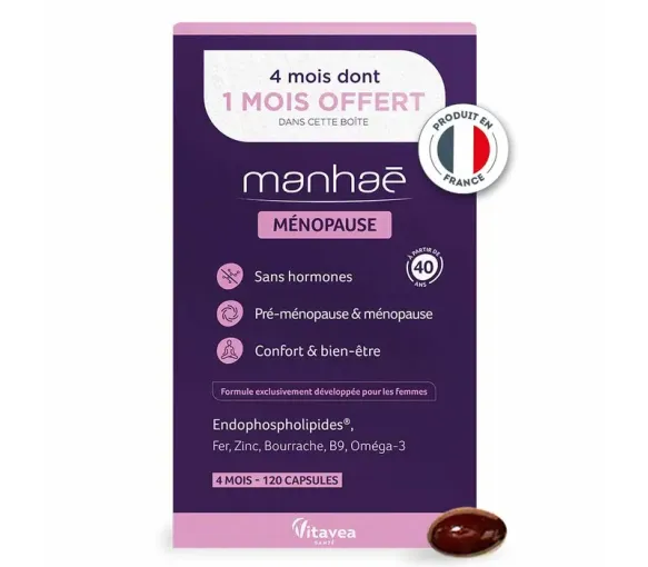 Manhaé féminité ménopause Nutrisanté - boite de 120 capsules