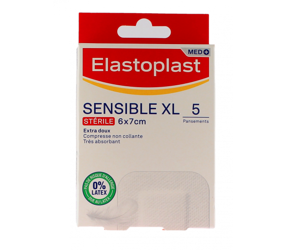 Med+ sensible pansement stérile Elastoplast - boite de 5 pansements de 6x7cm - image 1