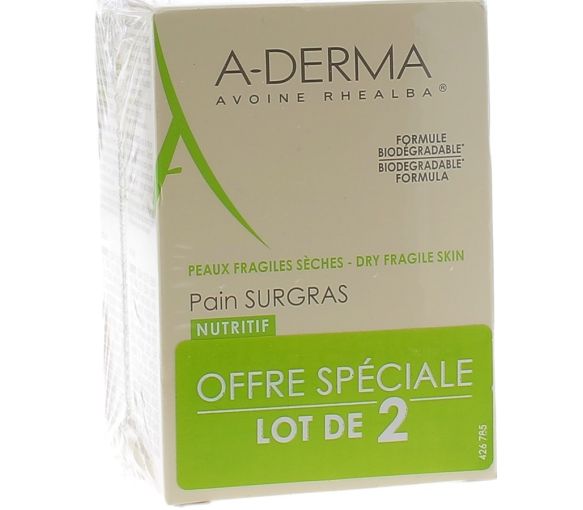 Pain surgras A-Derma - lot de 2 pain de 100 g
