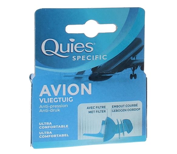 Protection auditive filtre anti-pression avion Quies - boîte d'une paire réutilisable