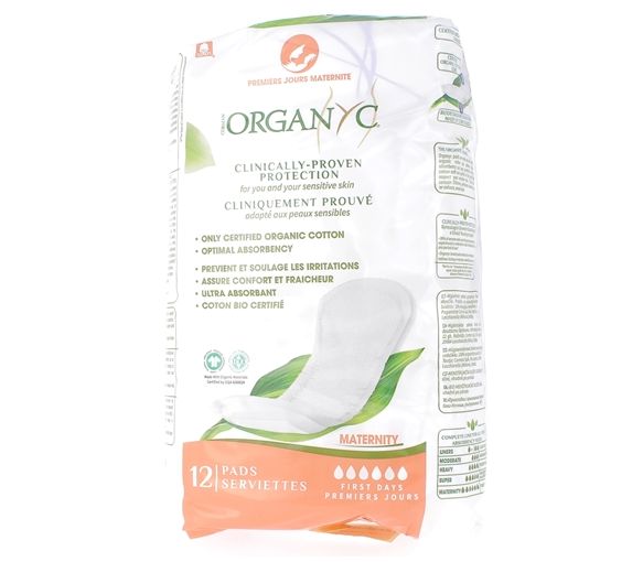 Serviettes premiers jours maternité Organyc - sachet de 12 serviettes