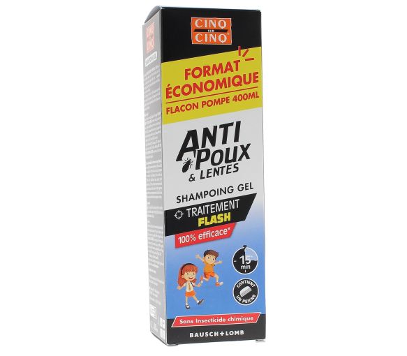 Shampooing Gel anti poux & lentes Cinq sur Cinq - flacon-pompe de 400 ml + peigne - image 1