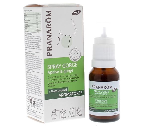 Spray gorge apaisant bio Pranarôm - spray de 5 ml