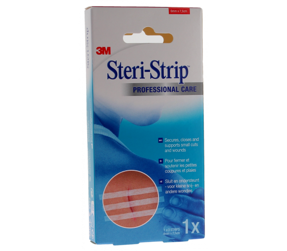 Steri-Strip Sutures cutanées adhésives 3M - boîte de 3 bandelettes de 6mm x 7,5cm - image 1