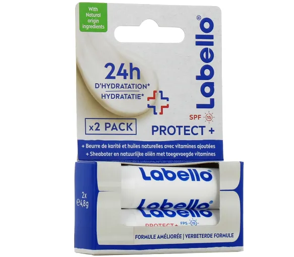 Stick à lèvres Protect + SPF 15 Labello - 2 sticks de 4,8 g