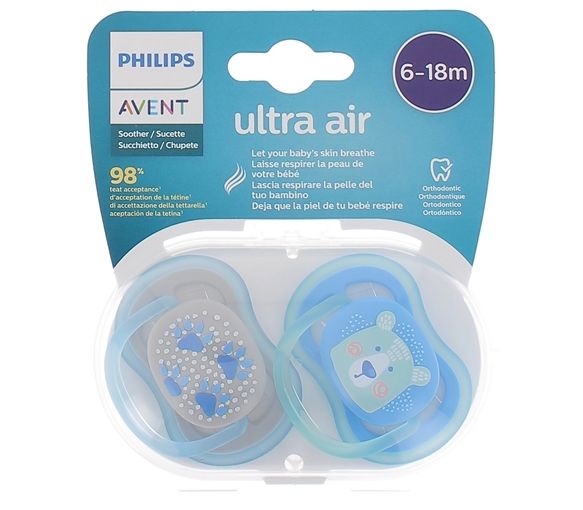 Sucettes ultra air 6-18 mois Philips Avent - lot de 2 sucettes