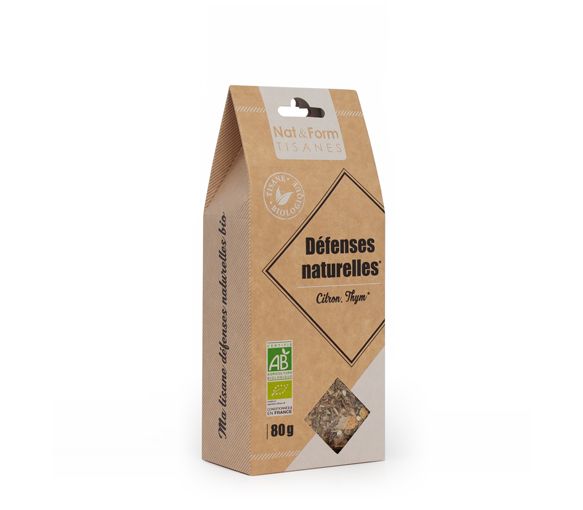Tisane Défenses Naturelles citron, thym Bio Nat & Form - sachet de 80 g