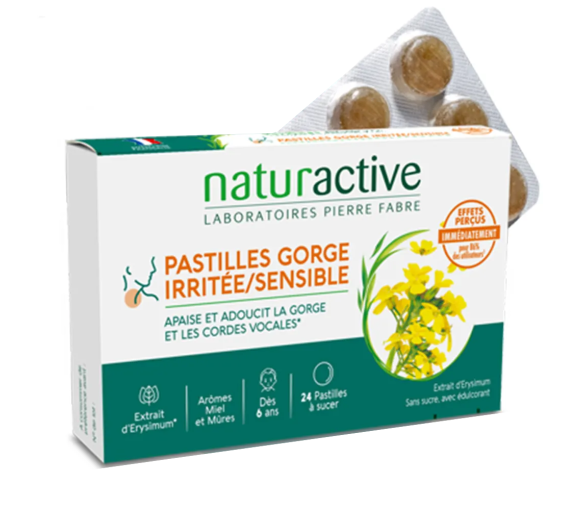 Pastilles gorge irritée et sensible Naturactive - boîte de 24 pastilles - image 1