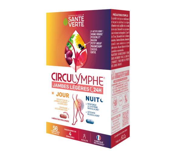 Circulymphe Jambes légères jour nuit Santé Verte - boîte de 56 comprimés