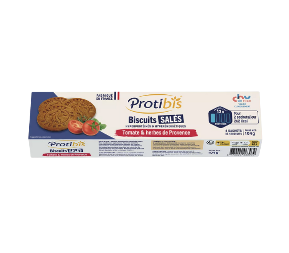 Biscuits salés tomates et herbes de provence Protibis - boite de 16 biscuits
