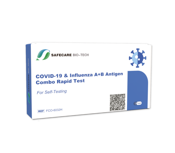 Autotest covid 19 et grippe Safecare bio-tech - boite d'un test
