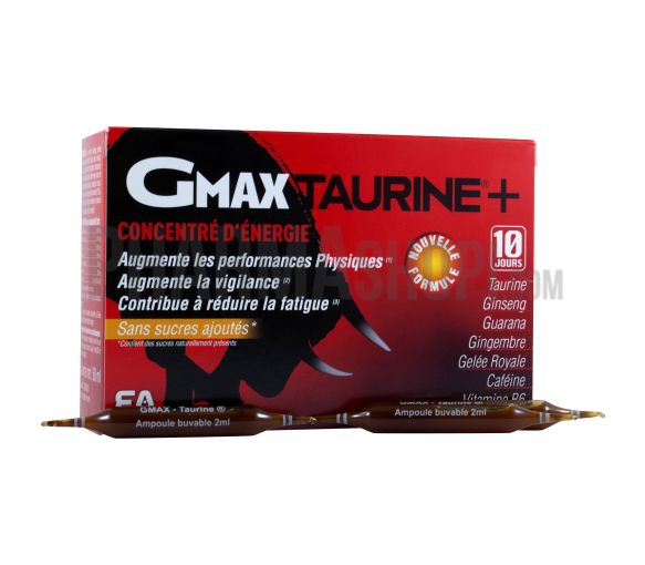 Gmax taurine + concentré d'énergie Eafit - boite de 30 ampoules