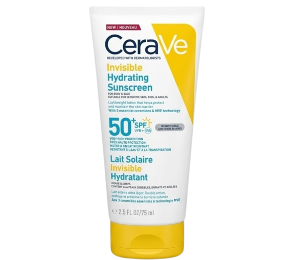 Lait solaire invisible hydratant SPF50+ haute protection visage et corps CeraVe - image 1
