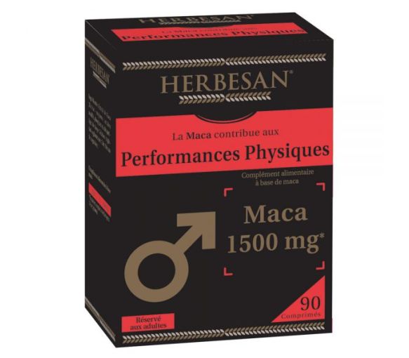 Maca 1500 mg Performances physiques Herbesan - Boite de 90 comprimés