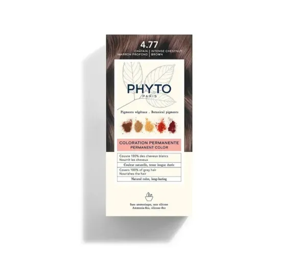 Coloration permanente 4.77 châtain marron profond Phyto - lait révélateur et crème colorante de 50ml - image 1