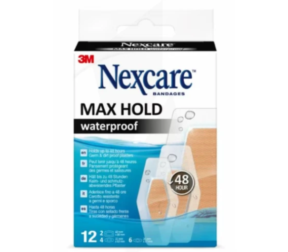 Max Hold pansements waterproof Nexcare - boite de 12 pansements